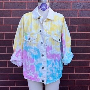Carmar Pastel Color Tie Dye Loose Fit Denim Trucker Jacket